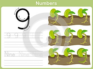 Number Tracing Worksheet: Writing 0-9 photo