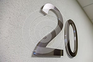 Number twenty 20 made of stainless steel