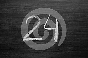 Number twenty four enumeration written with a chalk