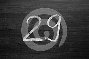 Number twenty nine enumeration written with a chalk