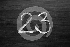 number twenty three enumeration written with a chalk