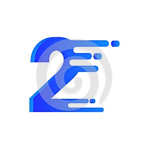 Number two 2 speed logo. Fast design concept. With gradient color. Vector element for banner, poster and cards. Stock illustrati