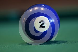 The number two ball on pool table