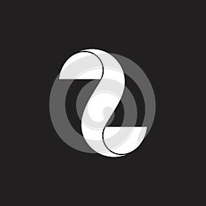 Number two 3d flat logo vector