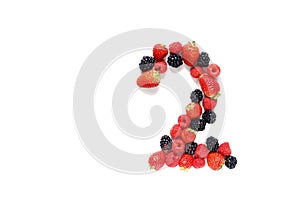 Number two with fruits