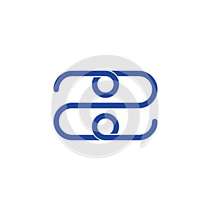 Number two letter z paper clip line design logo vector