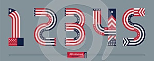 Number USA flag abstract style in a set 12345