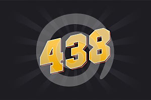 Number 438 vector font alphabet. Yellow 438 number with black background