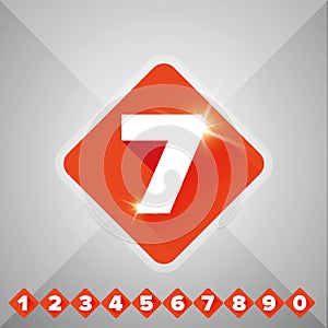 Number vector set orange - flat design