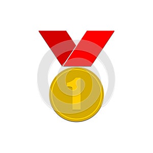 Number 1 winner ribbon award badge, Gold medal photo