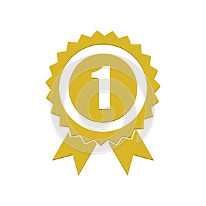 Number 1 winner ribbon award badge, Gold medal photo