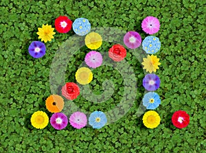 number written with colorful flowers