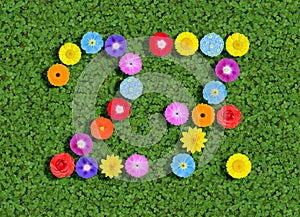 number written with colorful flowers