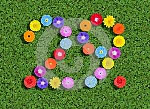 number written with colorful flowers photo