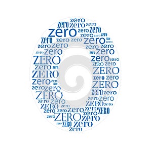 Number zero blue formed with text letters