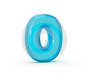 Number zero in a blue jelly style isolated on a white background