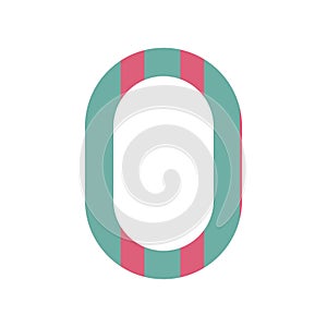 number zero design with vertical colorful striped