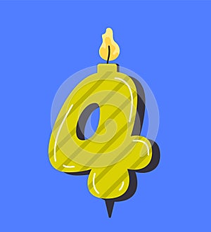 Numbered birthday candle 4 vector concept