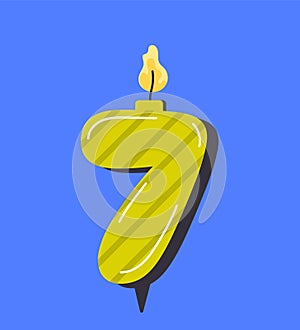 Numbered birthday candle 7 vector concept