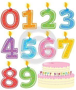 Numbered Birthday Candles and Cake