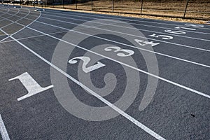 Numbered Lanes of a Track and Field Starting Point