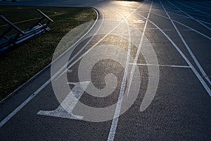 Numbered Lanes of a Track and Field Starting Point