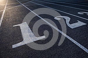 Numbered Lanes of a Track and Field Starting Point