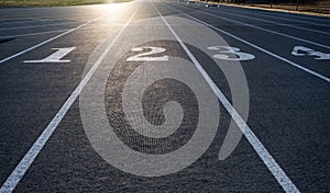 Numbered Lanes of a Track and Field Starting Point