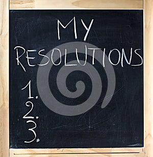 Numbered list my resolutions handwritten blackboard chalkboard