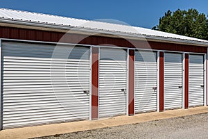 Numbered self storage and mini storage garage units