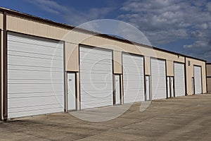 Numbered self storage and mini storage garage units