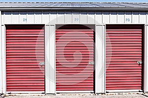 Numbered self storage and mini storage garage units IX