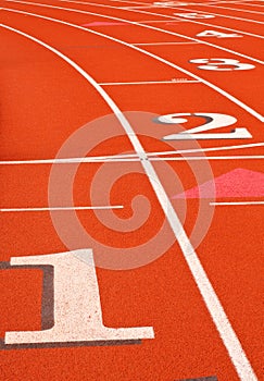 Numbered synthetic running track