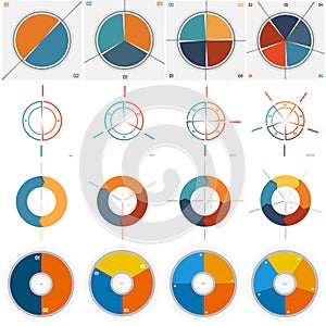 16 numbered Templates for Infographics 2, 3, 4, 5 positions