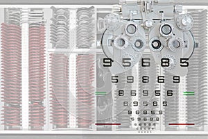 Numberic eye examination chart with optometry lenses trial device