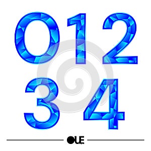 Numberic Polygon style blue color shade 0 to 4