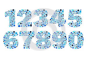 Numbers 1 2 3 4 5 6 7 8 9 0. Circle symbols for decoration, design. Isolated bubbles vector icons set