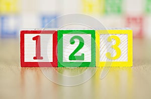 The Numbers 123 in Alphabet Building Blocks