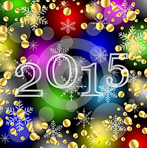 Numbers 2015 year on a bright background with gold spangles