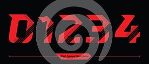 Numbers Abstract Red Speed style in a set 01234