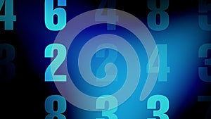 Random numbers on blue exploring algorithmic beauty of numerical data science and counting through captivating design of digital