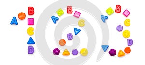 numbers from children's cubes, letters and shapes