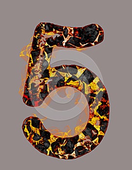 Numbers with Fire Flames 5 photo