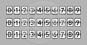 Numbers for Flip Clocks, Split-Flap or Flap Display, Black Graphics and White Flaps