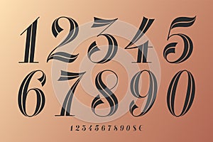 Numbers font. Classical elegant font