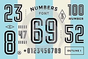 Numbers font. Sport font with numbers and numeric