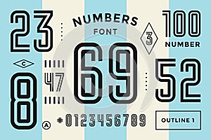 Numbers font. Sport font with numbers and numeric photo