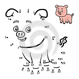 Numbers game for children. Little pig photo