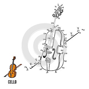 Numbers game for children: musical instruments (cello)