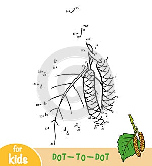 Numbers game, education game for children, Birch leaf